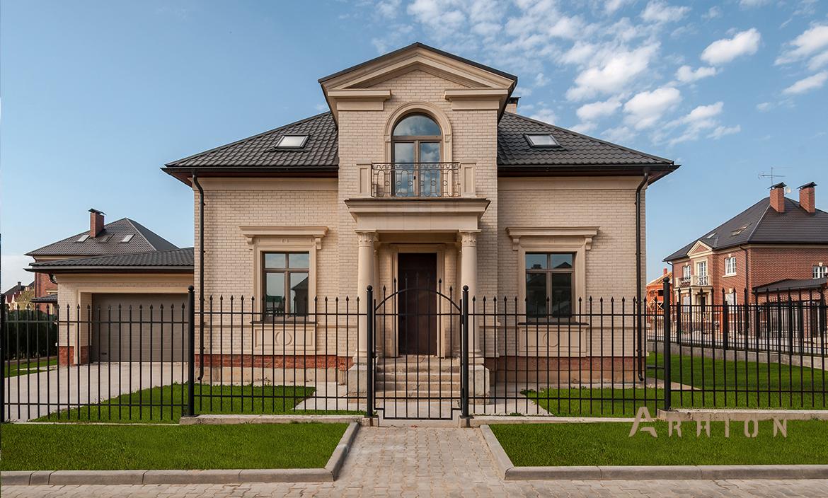 4. Проект одноэтажного дома в классическом стиле с плоской кровлей , an-1, площадью - 225 кв c мансардой, терассой